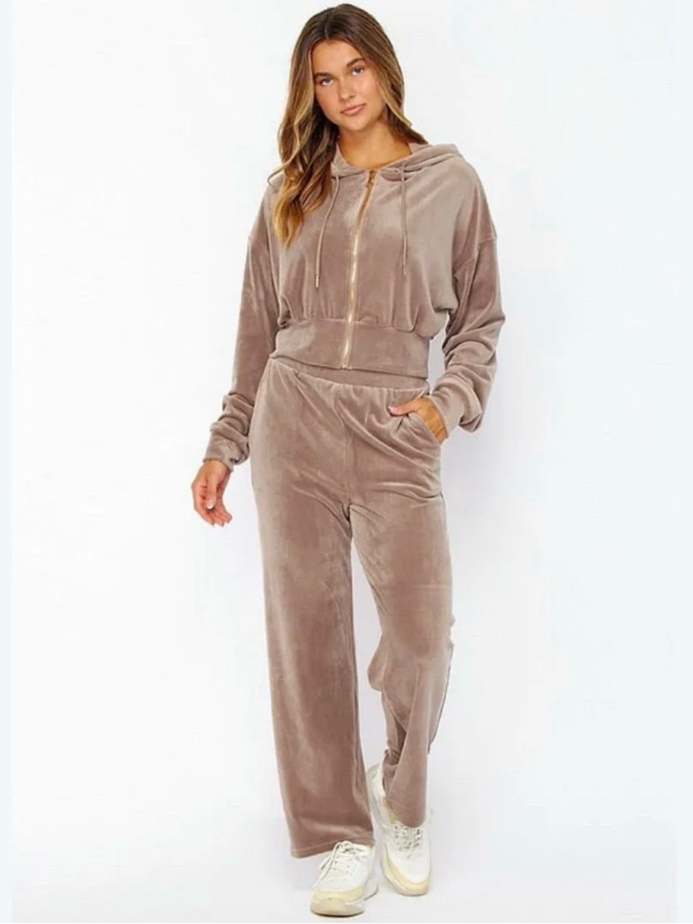 Velour Zip Hoodie & Wide Leg Lounge Set NWT | Love Poem | S